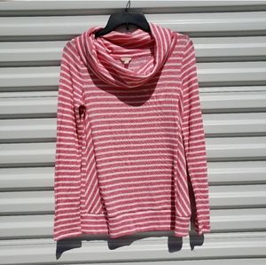 Sonoma pink/white striped soft cowl neck sweater